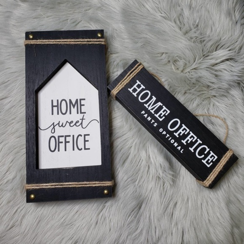 New Home Office Decor Plaque Black‎ White With Twine Wall Hanging Art